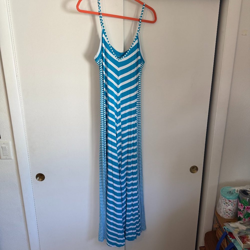 Maxi turquoise and white sundress